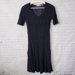 Snoskins Black Slinky Stretch Dress Size S Witchy Core Lined Texture Half Sleeve
